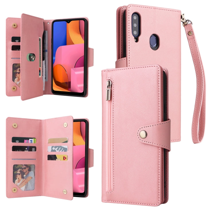 Rivet Buckle 9 Cards Three Fold Leather Phone Case