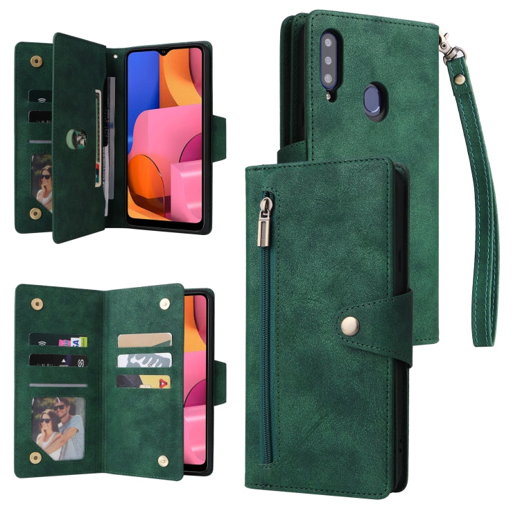 Rivet Buckle 9 Cards Three Fold Leather Phone Case