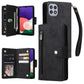 Rivet Buckle 9 Cards Three Fold Leather Phone Case