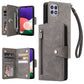 Rivet Buckle 9 Cards Three Fold Leather Phone Case