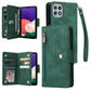 Rivet Buckle 9 Cards Three Fold Leather Phone Case