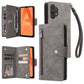 Rivet Buckle 9 Cards Three Fold Leather Phone Case