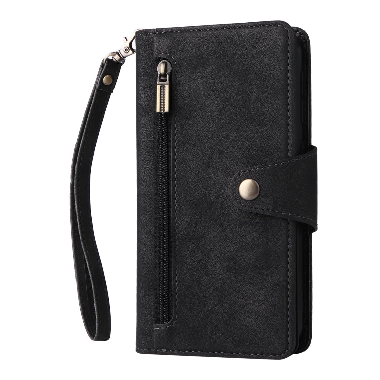 Rivet Buckle 9 Cards Three Fold Leather Phone Case