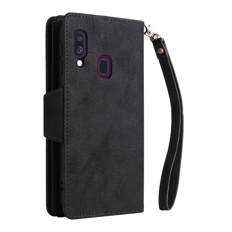 Rivet Buckle 9 Cards Three Fold Leather Phone Case