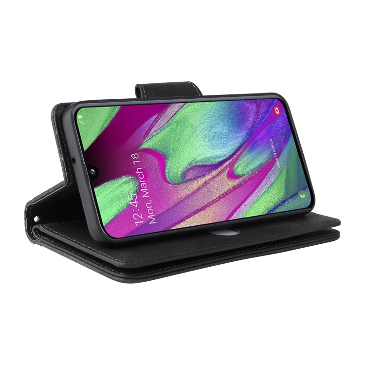 Rivet Buckle 9 Cards Three Fold Leather Phone Case