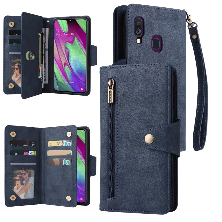 Rivet Buckle 9 Cards Three Fold Leather Phone Case