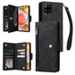 Rivet Buckle 9 Cards Three Fold Leather Phone Case
