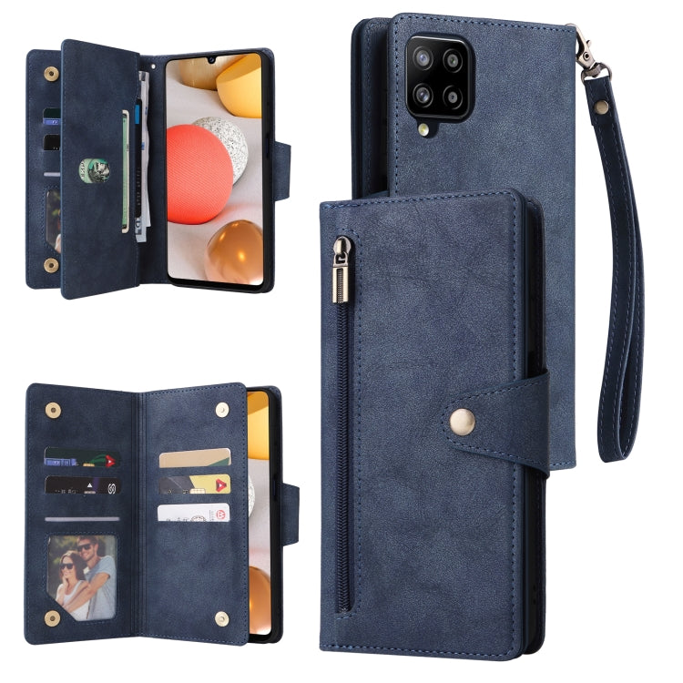 Rivet Buckle 9 Cards Three Fold Leather Phone Case
