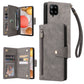 Rivet Buckle 9 Cards Three Fold Leather Phone Case