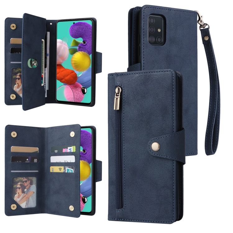 Rivet Buckle 9 Cards Three Fold Leather Phone Case
