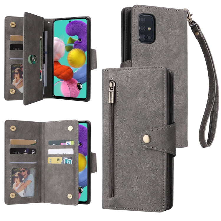Rivet Buckle 9 Cards Three Fold Leather Phone Case