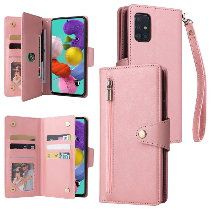 Rivet Buckle 9 Cards Three Fold Leather Phone Case