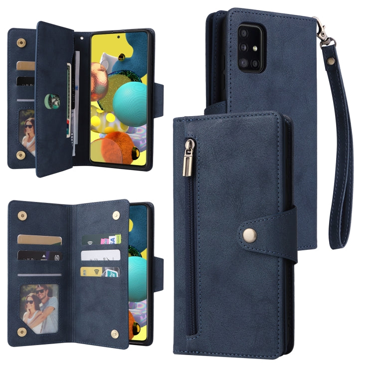 Rivet Buckle 9 Cards Three Fold Leather Phone Case