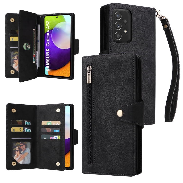 Rivet Buckle 9 Cards Three Fold Leather Phone Case