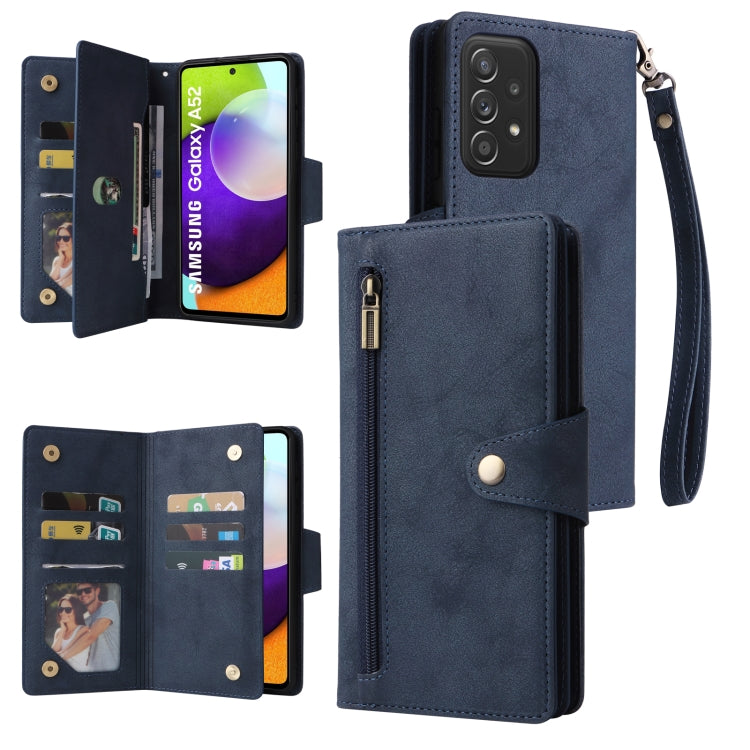 Rivet Buckle 9 Cards Three Fold Leather Phone Case