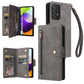Rivet Buckle 9 Cards Three Fold Leather Phone Case