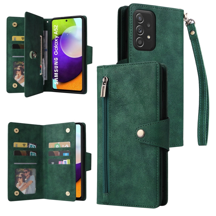 Rivet Buckle 9 Cards Three Fold Leather Phone Case