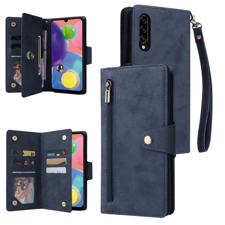 Rivet Buckle 9 Cards Three Fold Leather Phone Case