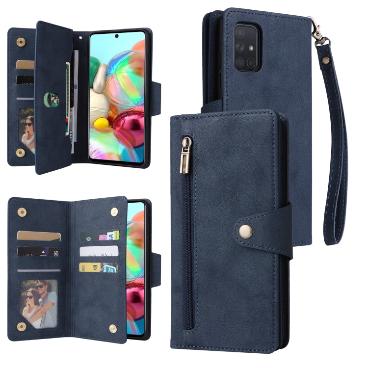 Rivet Buckle 9 Cards Three Fold Leather Phone Case