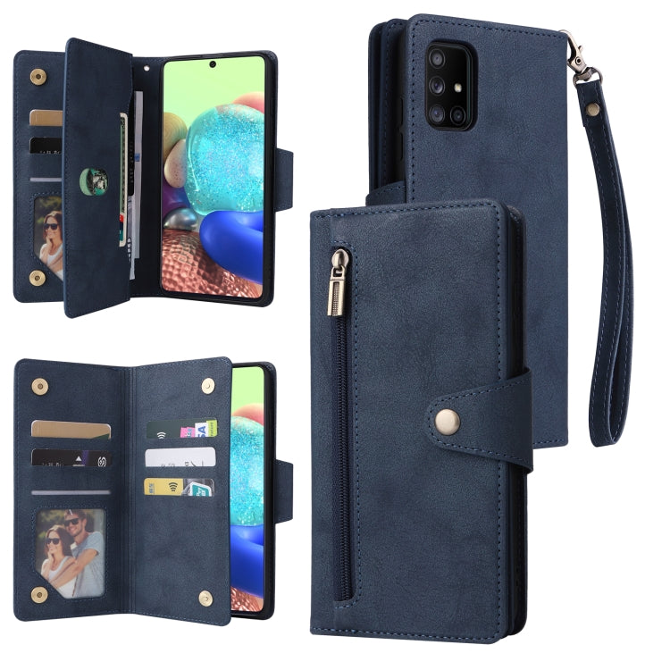 Rivet Buckle 9 Cards Three Fold Leather Phone Case