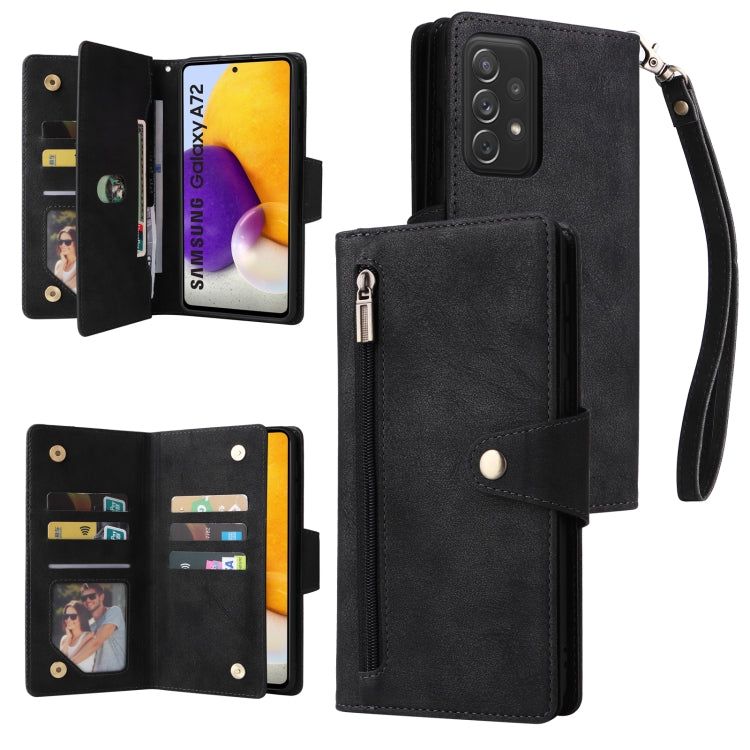 Rivet Buckle 9 Cards Three Fold Leather Phone Case
