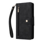 Rivet Buckle 9 Cards Three Fold Leather Phone Case