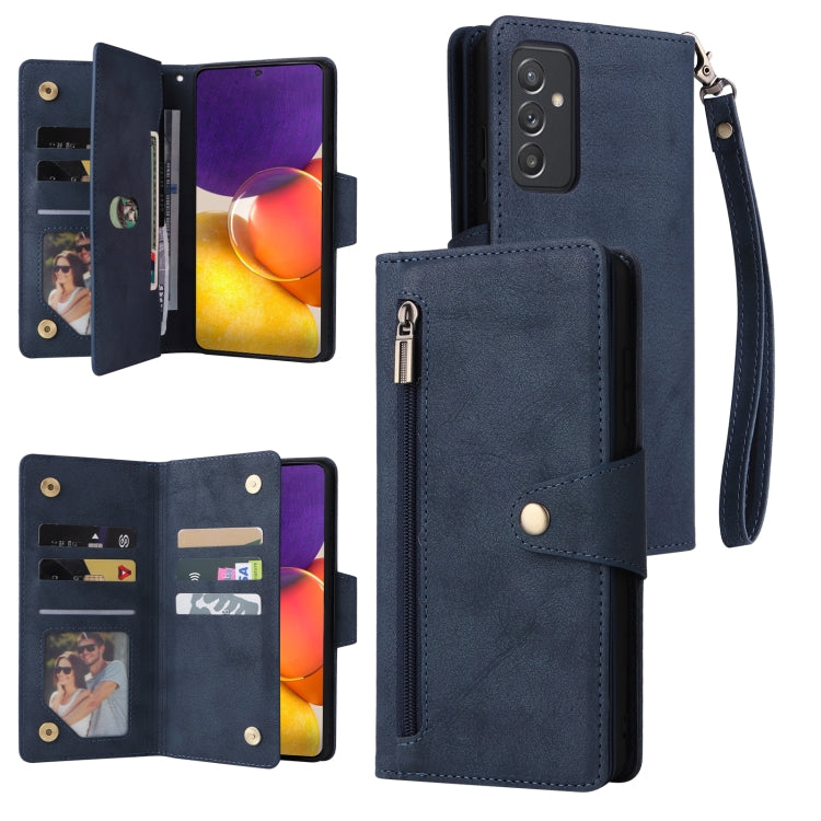 Rivet Buckle 9 Cards Three Fold Leather Phone Case