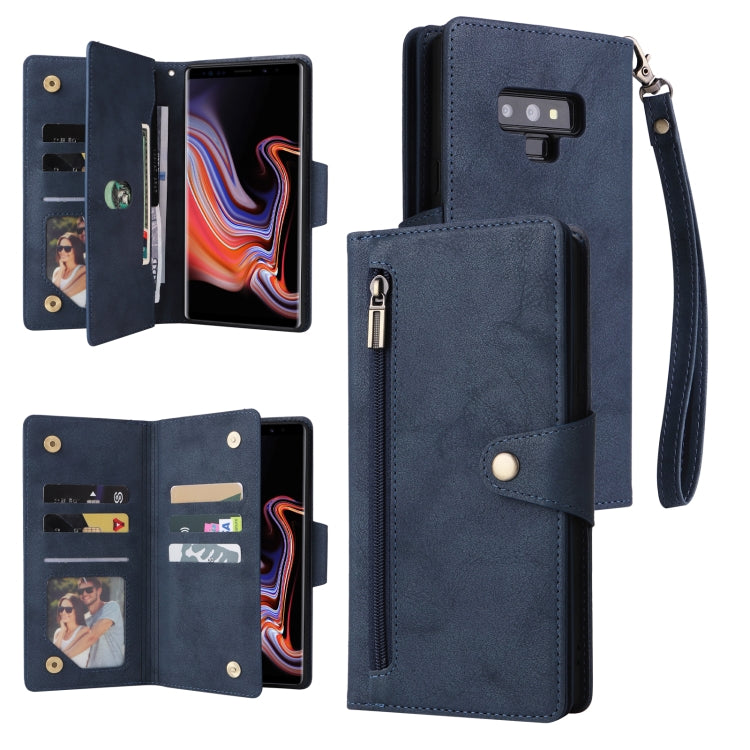 Rivet Buckle 9 Cards Three Fold Leather Phone Case