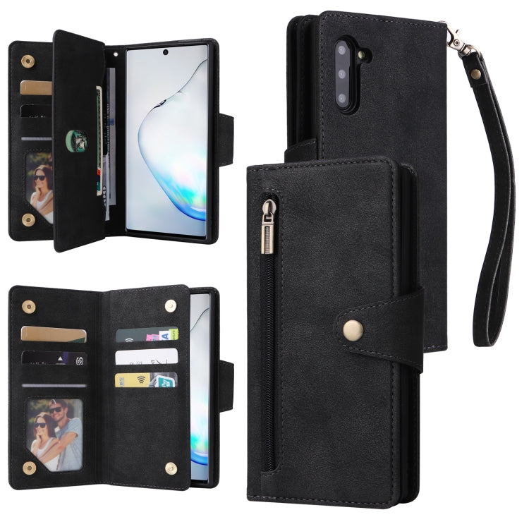 Rivet Buckle 9 Cards Three Fold Leather Phone Case