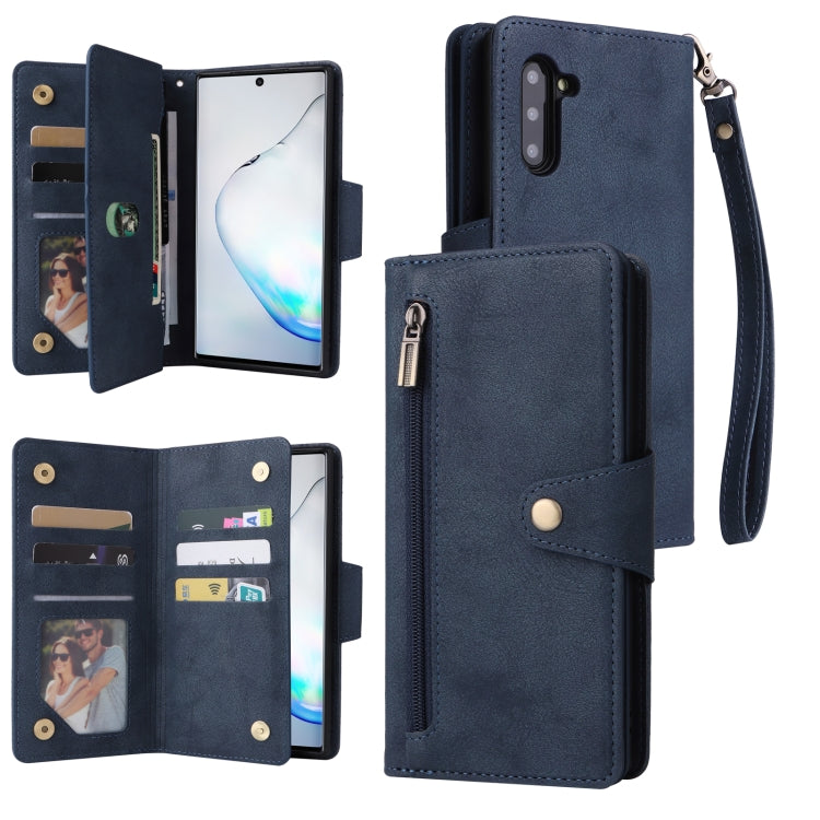 Rivet Buckle 9 Cards Three Fold Leather Phone Case