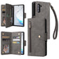 Rivet Buckle 9 Cards Three Fold Leather Phone Case