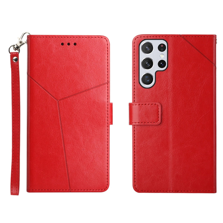 Y Stitching Horizontal Flip Leather Phone Case, For Samsung Galaxy S22, For Samsung Galaxy S22+, For Samsung Galaxy S22 Ultra