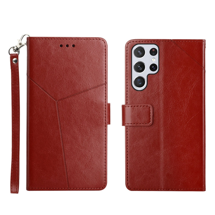 Y Stitching Horizontal Flip Leather Phone Case, For Samsung Galaxy S22, For Samsung Galaxy S22+, For Samsung Galaxy S22 Ultra