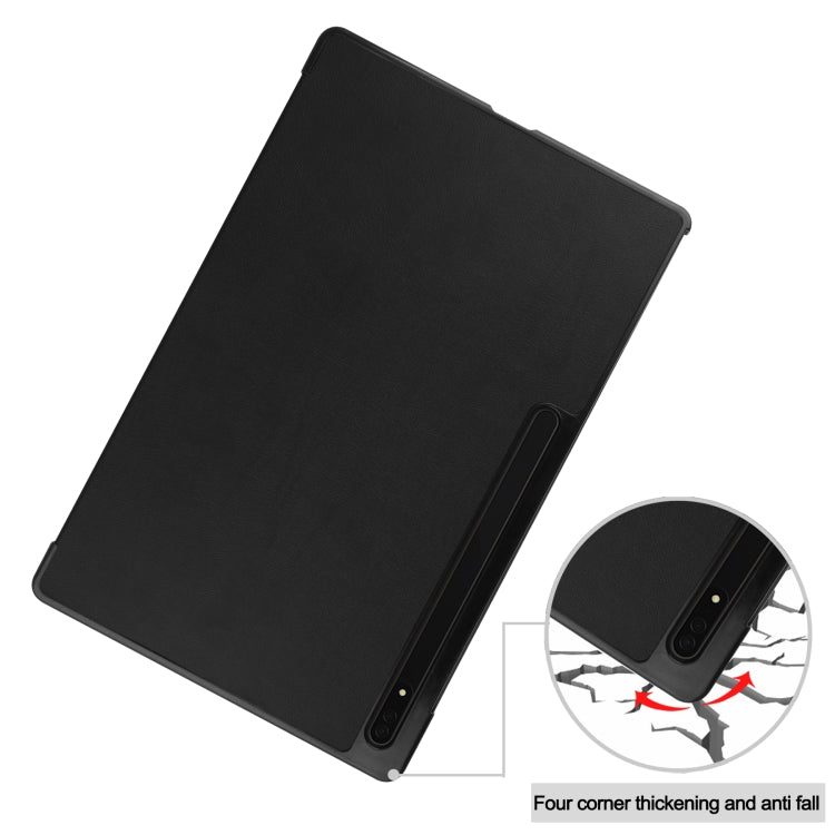 Three-folding Holder Custer Texture Leather Tablet Case, For Samsung Galaxy Tab S8 Ultra
