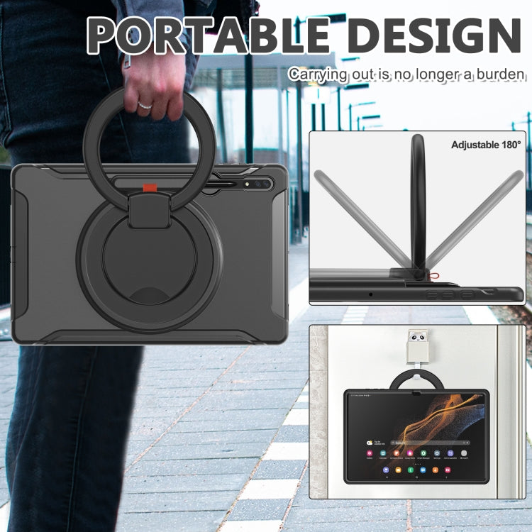 360 Rotation Handle Grip TPU + PC Tablet Case, For Samsung Galaxy Tab S10 Ultra / S9 Ultra /  S8 Ultra