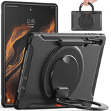 360 Rotation Handle Grip TPU + PC Tablet Case, For Samsung Galaxy Tab S10 Ultra / S9 Ultra /  S8 Ultra