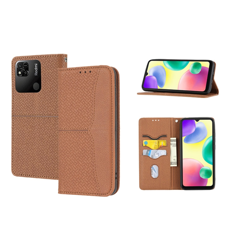 Woven Texture Stitching Magnetic PU Leather Phone Case, For Xiaomi Redmi 10A, For Xiaomi Poco M4 Pro, For Xiaomi Redmi Note 11E, For Xiaomi Redmi 10 5G, For Samsung Galaxy A03s 164.2mm US Version