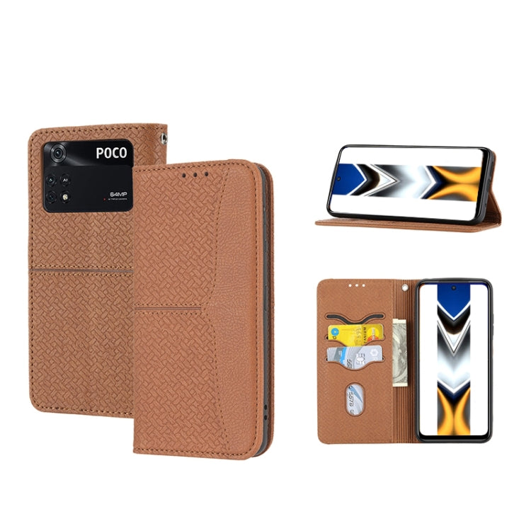 Woven Texture Stitching Magnetic PU Leather Phone Case, For Xiaomi Redmi 10A, For Xiaomi Poco M4 Pro, For Xiaomi Redmi Note 11E, For Xiaomi Redmi 10 5G, For Samsung Galaxy A03s 164.2mm US Version