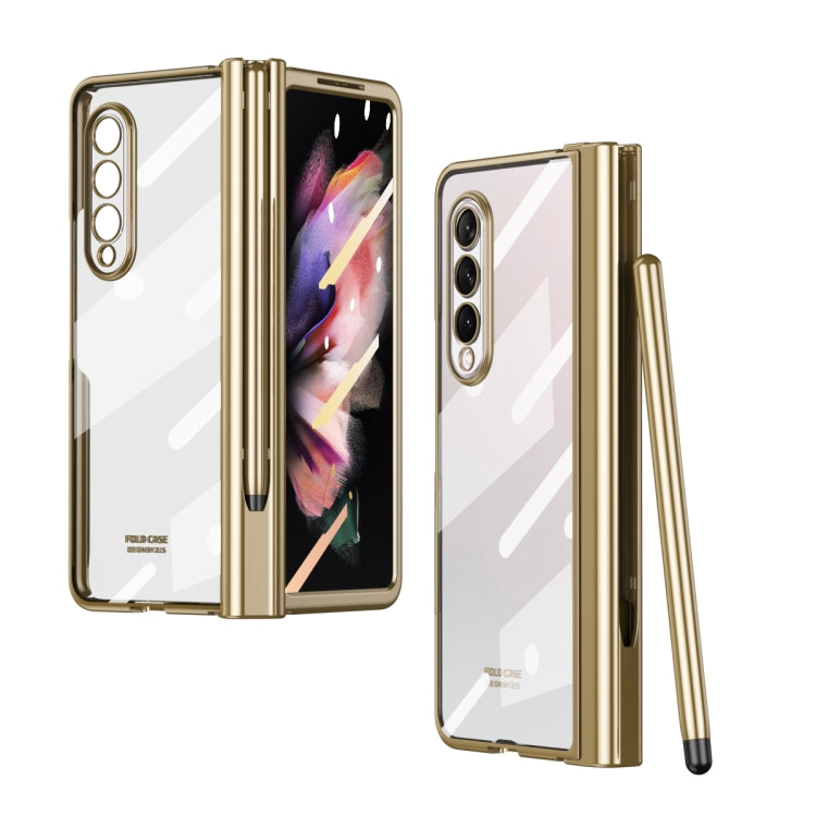 360 Full Body Electroplating Hinge Phone Case with Stylus, For Samsung Galaxy Z Fold3 5G with Film