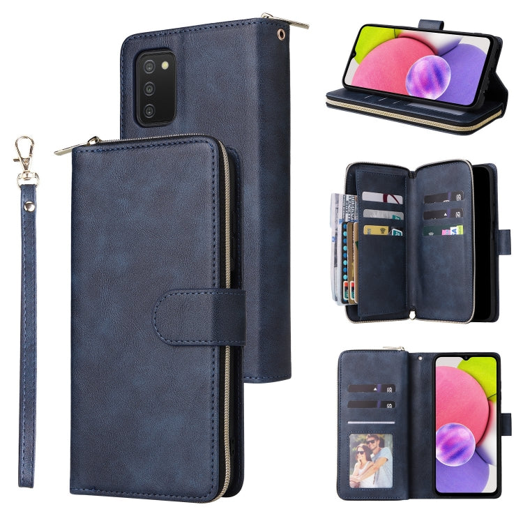 9 Card Slots Zipper Wallet Bag Leather Phone Case, For Samsung Galaxy A03s EU Version, For Samsung Galaxy A13 5G, For Samsung Galaxy A33 5G, For Samsung Galaxy A53 5G, For Samsung Galaxy S22+ 5G, For Samsung Galaxy S22 Ultra 5G, For Samsung Galaxy S22 5G