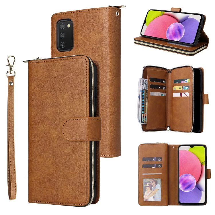 9 Card Slots Zipper Wallet Bag Leather Phone Case, For Samsung Galaxy A03s EU Version, For Samsung Galaxy A13 5G, For Samsung Galaxy A33 5G, For Samsung Galaxy A53 5G, For Samsung Galaxy S22+ 5G, For Samsung Galaxy S22 Ultra 5G, For Samsung Galaxy S22 5G