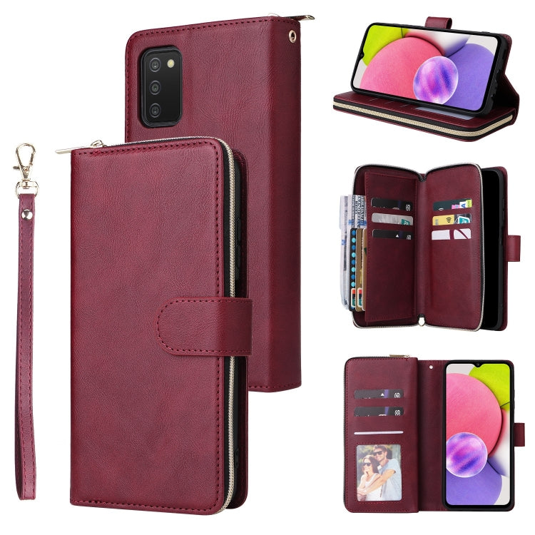 9 Card Slots Zipper Wallet Bag Leather Phone Case, For Samsung Galaxy A03s EU Version, For Samsung Galaxy A13 5G, For Samsung Galaxy A33 5G, For Samsung Galaxy A53 5G, For Samsung Galaxy S22+ 5G, For Samsung Galaxy S22 Ultra 5G, For Samsung Galaxy S22 5G