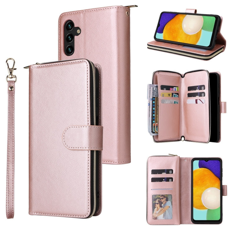 9 Card Slots Zipper Wallet Bag Leather Phone Case, For Samsung Galaxy A03s EU Version, For Samsung Galaxy A13 5G, For Samsung Galaxy A33 5G, For Samsung Galaxy A53 5G, For Samsung Galaxy S22+ 5G, For Samsung Galaxy S22 Ultra 5G, For Samsung Galaxy S22 5G