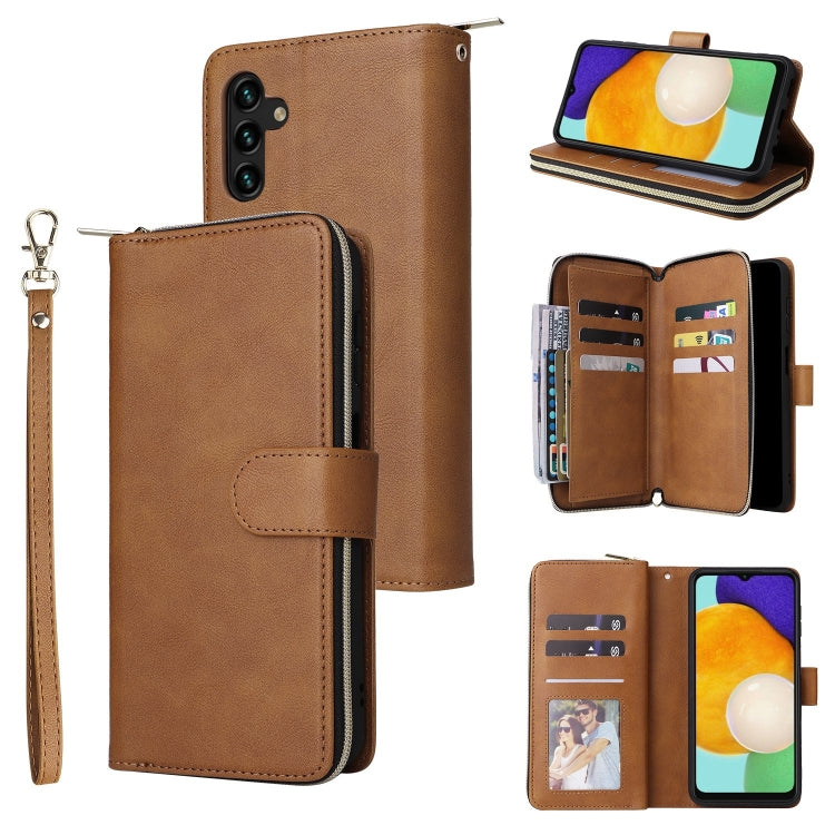 9 Card Slots Zipper Wallet Bag Leather Phone Case, For Samsung Galaxy A03s EU Version, For Samsung Galaxy A13 5G, For Samsung Galaxy A33 5G, For Samsung Galaxy A53 5G, For Samsung Galaxy S22+ 5G, For Samsung Galaxy S22 Ultra 5G, For Samsung Galaxy S22 5G