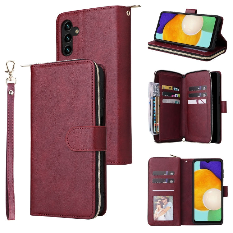 9 Card Slots Zipper Wallet Bag Leather Phone Case, For Samsung Galaxy A03s EU Version, For Samsung Galaxy A13 5G, For Samsung Galaxy A33 5G, For Samsung Galaxy A53 5G, For Samsung Galaxy S22+ 5G, For Samsung Galaxy S22 Ultra 5G, For Samsung Galaxy S22 5G