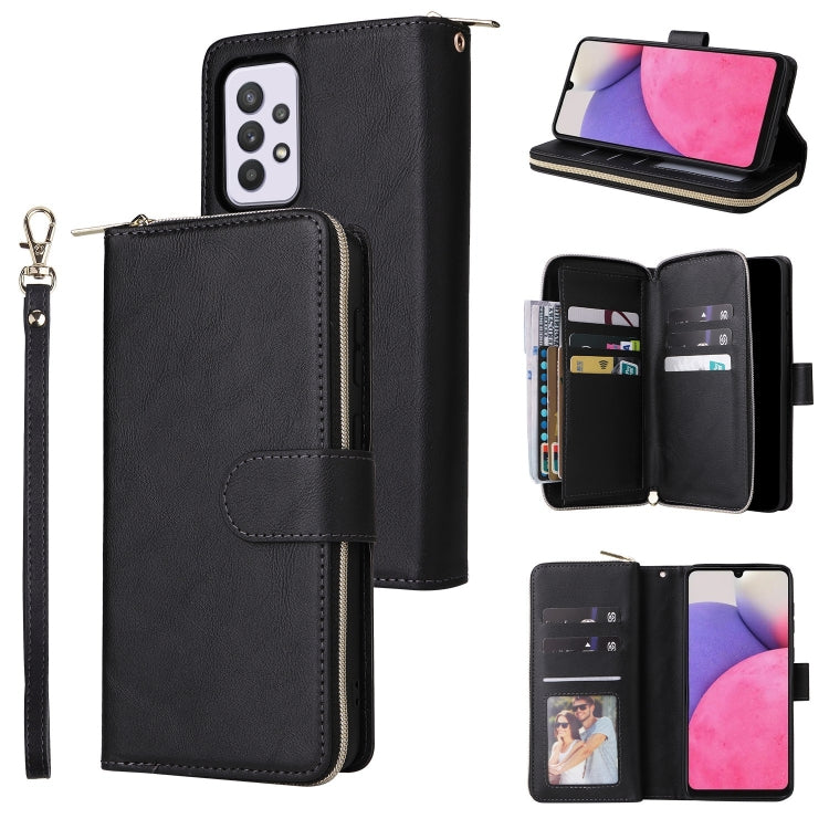 9 Card Slots Zipper Wallet Bag Leather Phone Case, For Samsung Galaxy A03s EU Version, For Samsung Galaxy A13 5G, For Samsung Galaxy A33 5G, For Samsung Galaxy A53 5G, For Samsung Galaxy S22+ 5G, For Samsung Galaxy S22 Ultra 5G, For Samsung Galaxy S22 5G