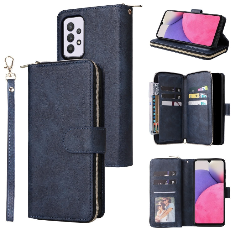 9 Card Slots Zipper Wallet Bag Leather Phone Case, For Samsung Galaxy A03s EU Version, For Samsung Galaxy A13 5G, For Samsung Galaxy A33 5G, For Samsung Galaxy A53 5G, For Samsung Galaxy S22+ 5G, For Samsung Galaxy S22 Ultra 5G, For Samsung Galaxy S22 5G