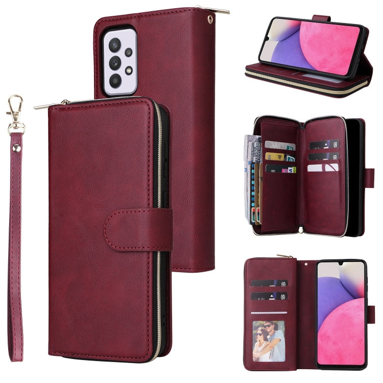 9 Card Slots Zipper Wallet Bag Leather Phone Case, For Samsung Galaxy A03s EU Version, For Samsung Galaxy A13 5G, For Samsung Galaxy A33 5G, For Samsung Galaxy A53 5G, For Samsung Galaxy S22+ 5G, For Samsung Galaxy S22 Ultra 5G, For Samsung Galaxy S22 5G