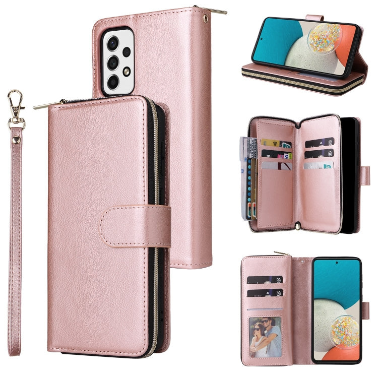 9 Card Slots Zipper Wallet Bag Leather Phone Case, For Samsung Galaxy A03s EU Version, For Samsung Galaxy A13 5G, For Samsung Galaxy A33 5G, For Samsung Galaxy A53 5G, For Samsung Galaxy S22+ 5G, For Samsung Galaxy S22 Ultra 5G, For Samsung Galaxy S22 5G