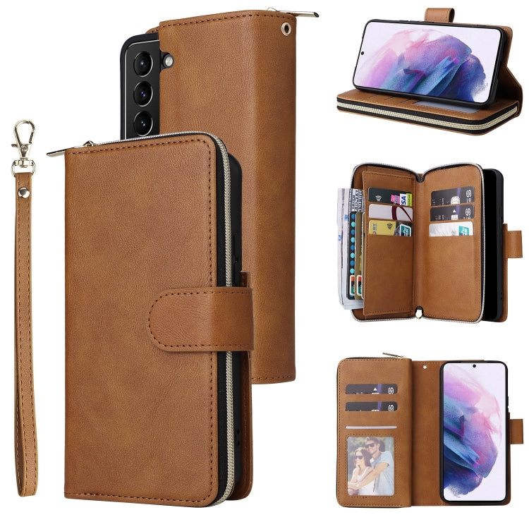 9 Card Slots Zipper Wallet Bag Leather Phone Case, For Samsung Galaxy A03s EU Version, For Samsung Galaxy A13 5G, For Samsung Galaxy A33 5G, For Samsung Galaxy A53 5G, For Samsung Galaxy S22+ 5G, For Samsung Galaxy S22 Ultra 5G, For Samsung Galaxy S22 5G